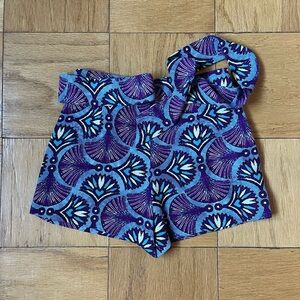 Zara Purple and Blue Patterned Shorts